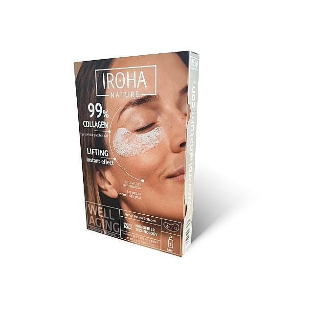 Parches para ojos de colágeno 99% Iroha Nature.